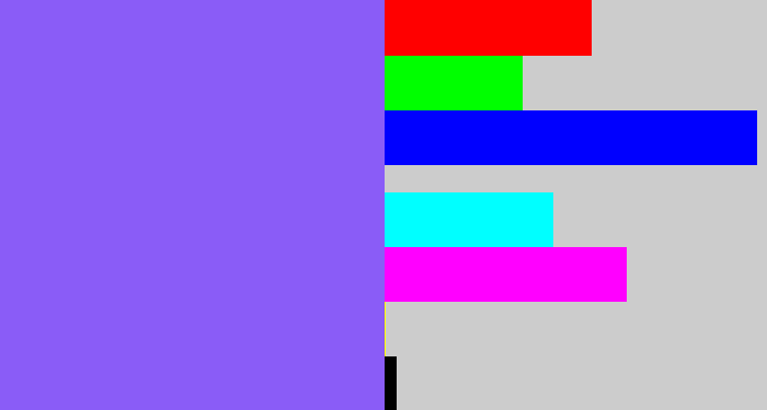 Hex color #8a5cf7 - purpley