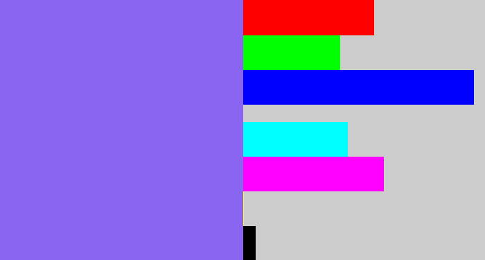 Hex color #8a65f2 - purpley