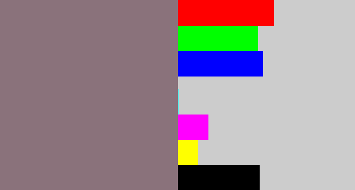 Hex color #8a727b - purple grey
