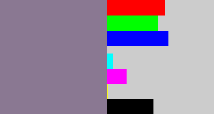 Hex color #8a7892 - greyish purple