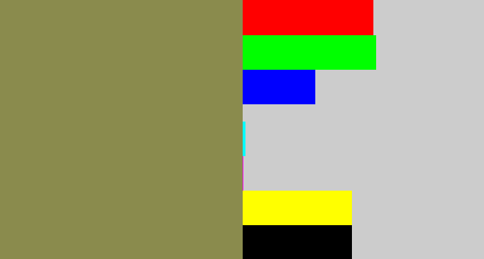 Hex color #8a8b4d - camo