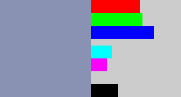 Hex color #8a92b3 - bluey grey