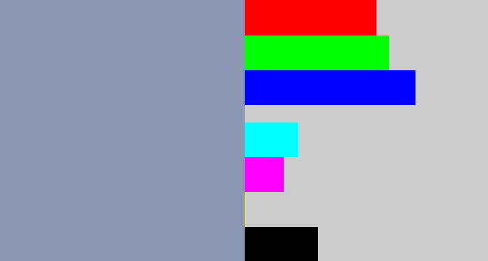 Hex color #8a96b2 - bluey grey