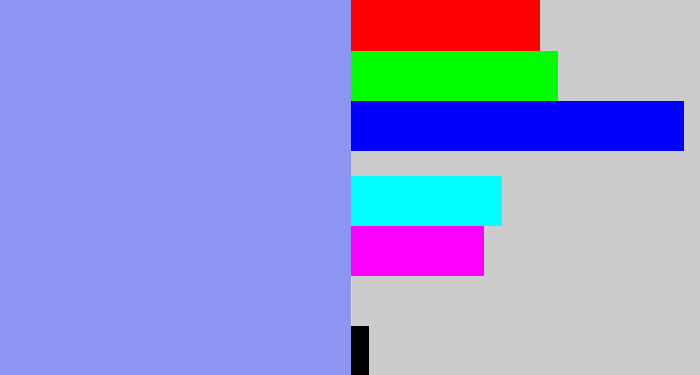 Hex color #8a96f1 - periwinkle blue