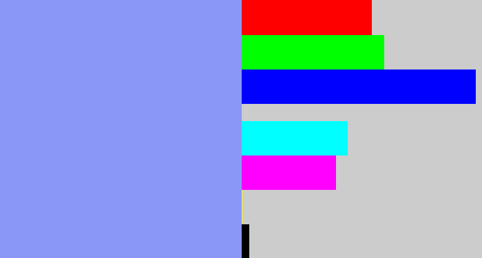 Hex color #8a97f7 - periwinkle blue