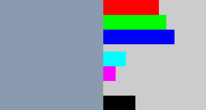 Hex color #8a9bb1 - bluey grey