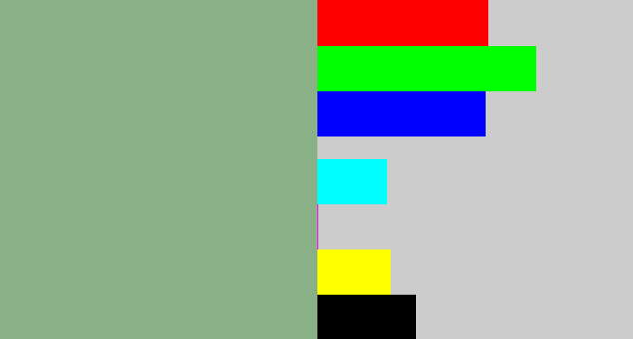 Hex color #8ab088 - greenish grey