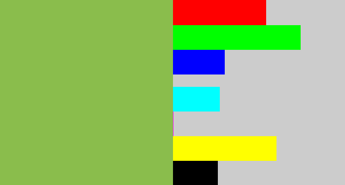Hex color #8abd4c - turtle green