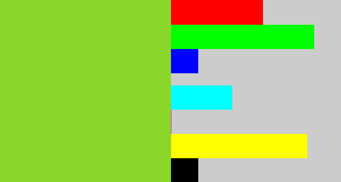 Hex color #8ad72a - apple green