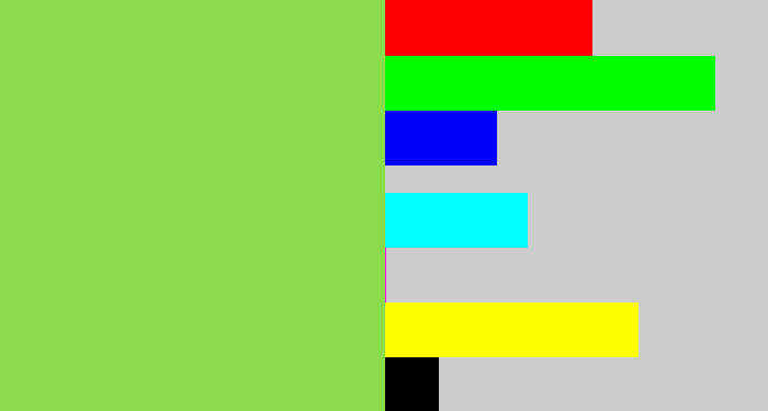 Hex color #8adc4b - kiwi green