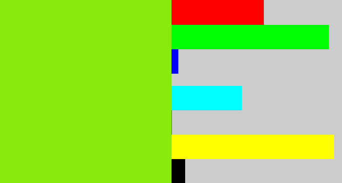 Hex color #8aea0b - bright lime