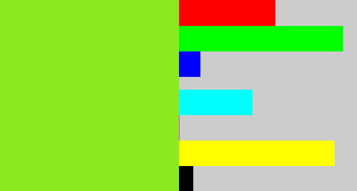 Hex color #8aea1f - acid green