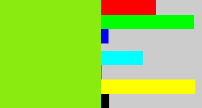 Hex color #8aeb11 - acid green
