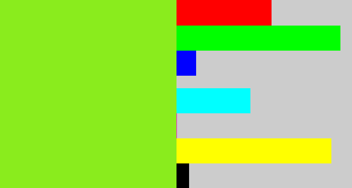 Hex color #8aec1d - acid green
