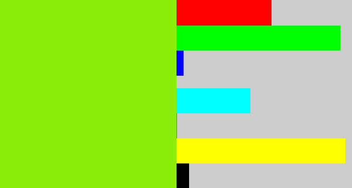 Hex color #8aee0a - bright lime