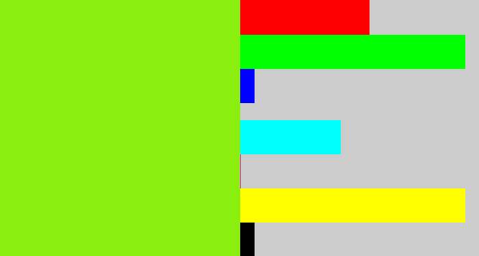 Hex color #8aef0f - acid green