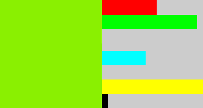 Hex color #8af001 - bright lime