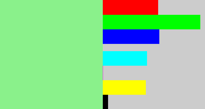 Hex color #8af18b - easter green