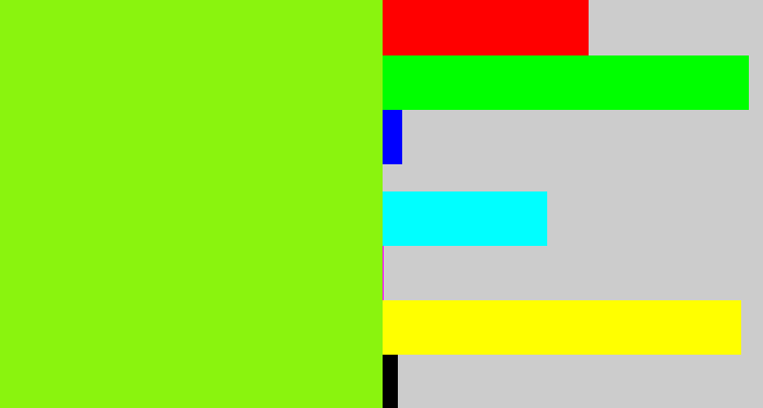 Hex color #8af40e - acid green