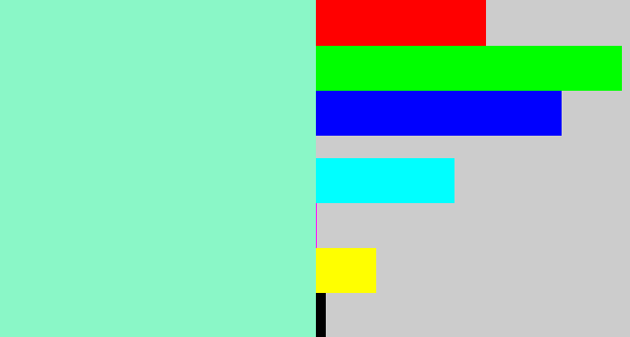 Hex color #8af7c7 - light turquoise