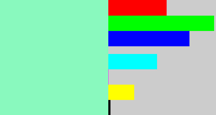 Hex color #8af9be - light blue green