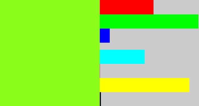 Hex color #8afd1a - acid green
