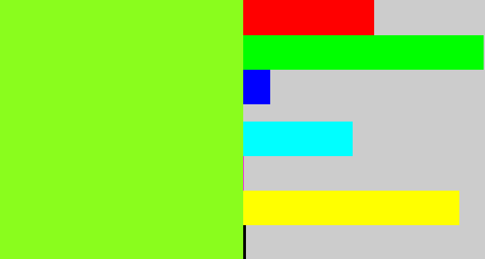 Hex color #8afd1d - acid green
