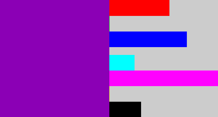 Hex color #8b00b5 - barney purple