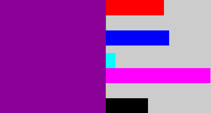 Hex color #8b0198 - barney purple