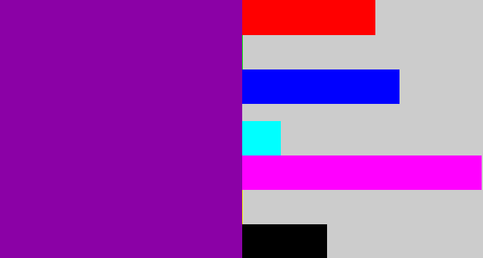 Hex color #8b01a6 - barney purple