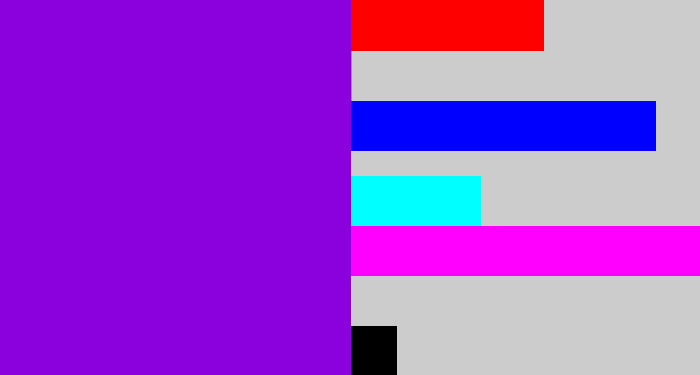 Hex color #8b01de - violet