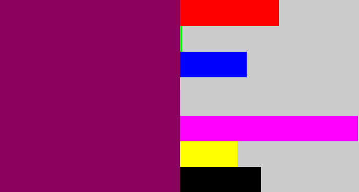 Hex color #8b025e - dark magenta