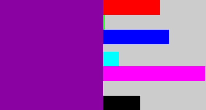 Hex color #8b02a3 - barney purple