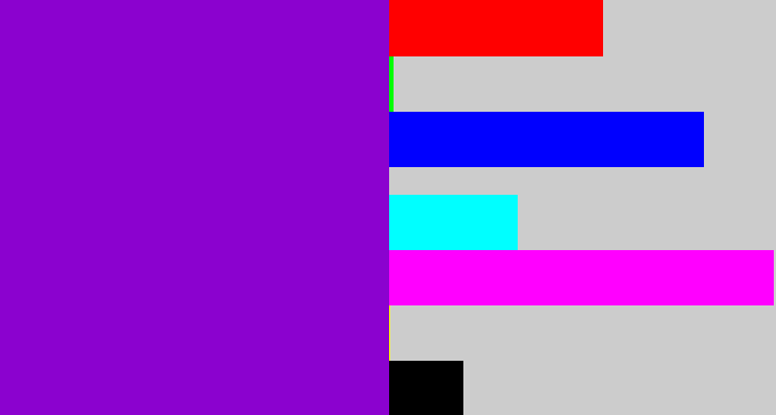 Hex color #8b02cf - violet