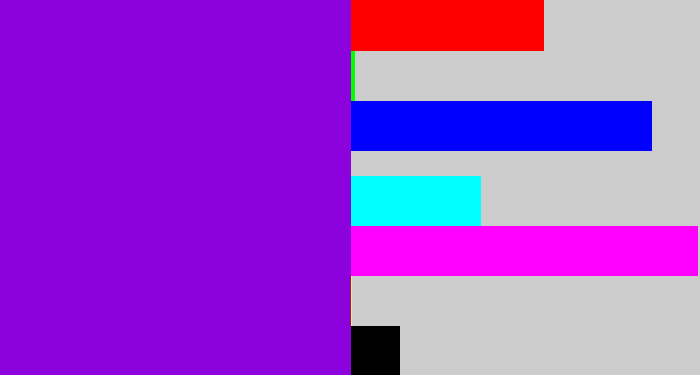 Hex color #8b02dc - violet