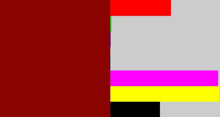 Hex color #8b0301 - dark red