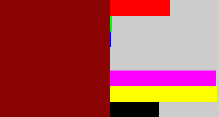 Hex color #8b0403 - dark red