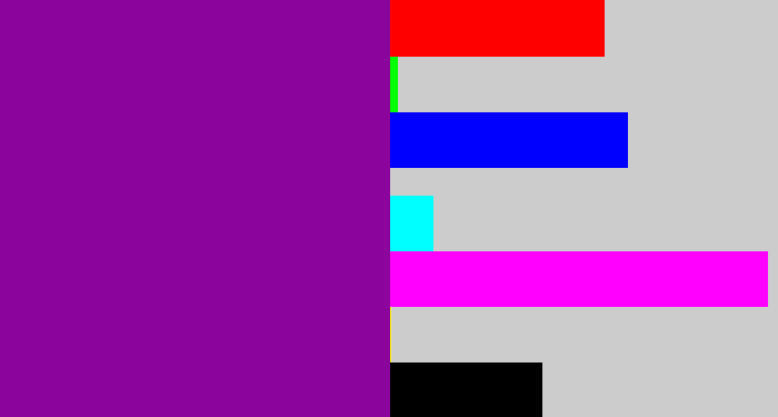 Hex color #8b049c - barney purple