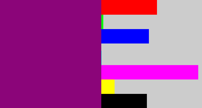Hex color #8b0579 - red violet
