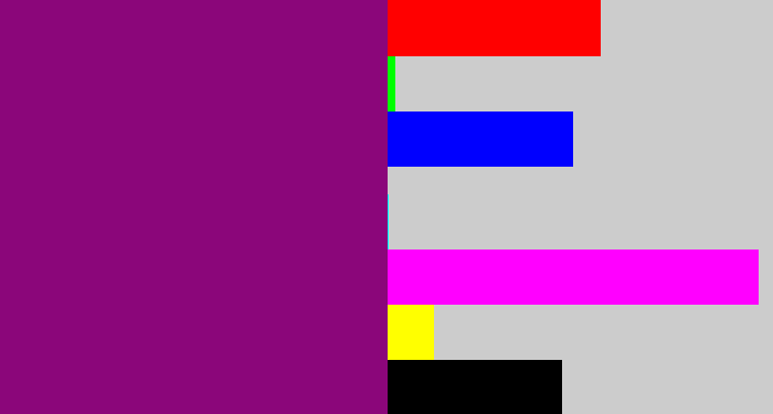 Hex color #8b067a - red violet