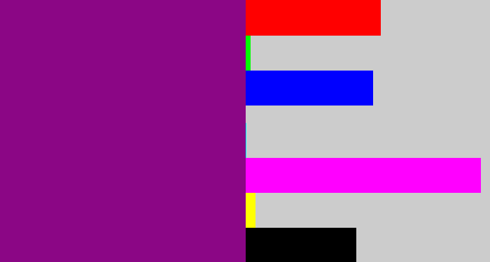 Hex color #8b0685 - barney purple