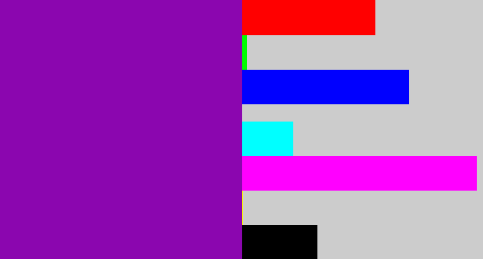 Hex color #8b06af - barney purple