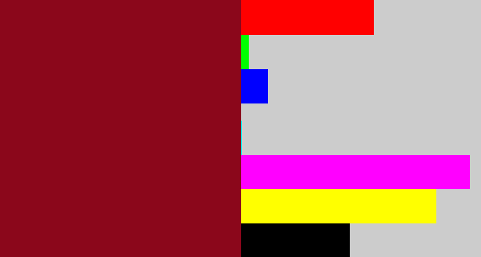 Hex color #8b071b - crimson