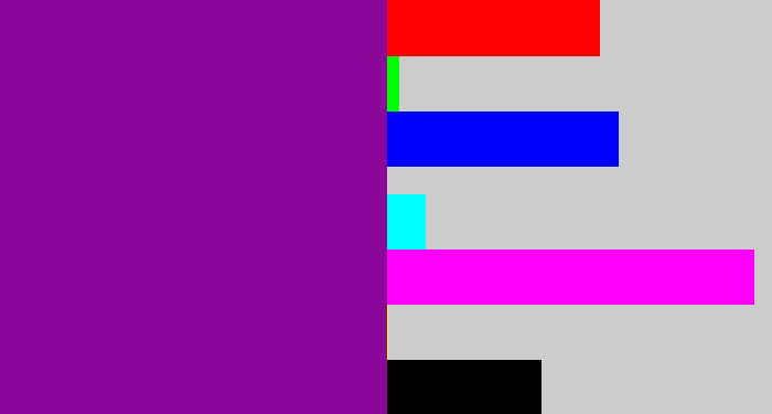 Hex color #8b079a - barney purple