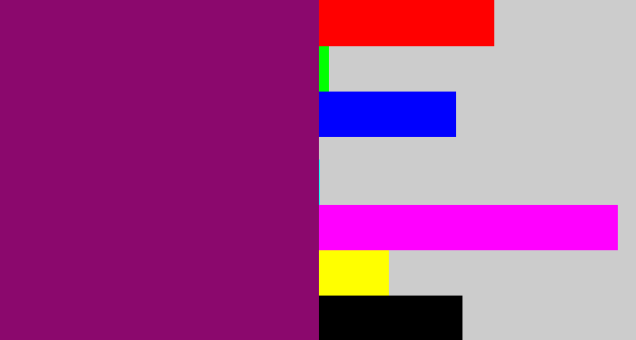 Hex color #8b086d - red violet