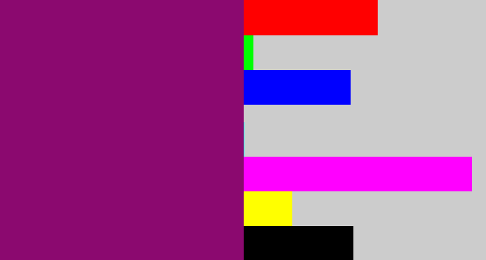 Hex color #8b096f - red violet
