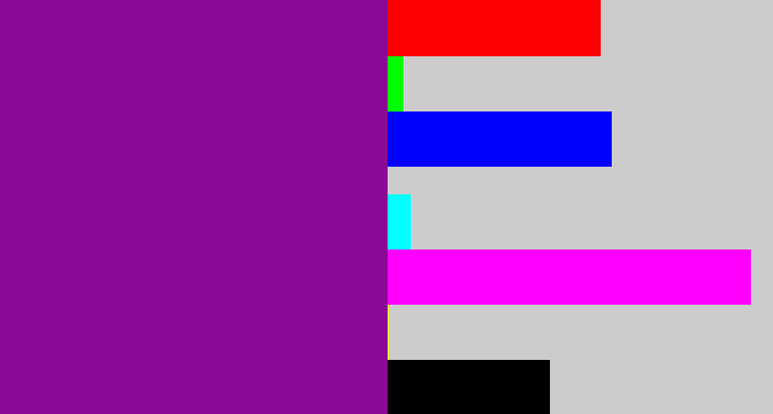 Hex color #8b0994 - barney purple