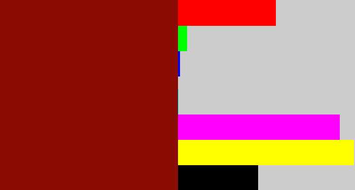 Hex color #8b0c02 - indian red