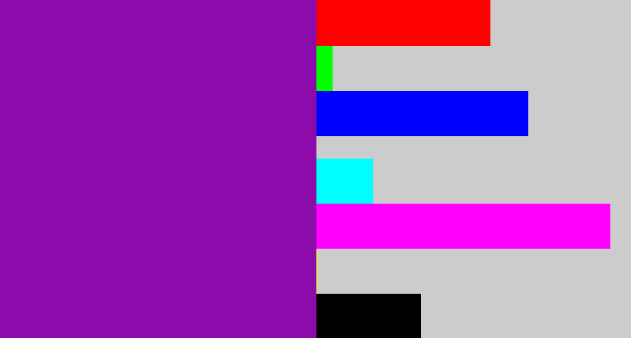 Hex color #8b0caa - purple