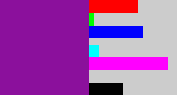 Hex color #8b109c - purple